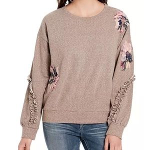 Vintage America Blues embellished french Terry beaded flowers size medium